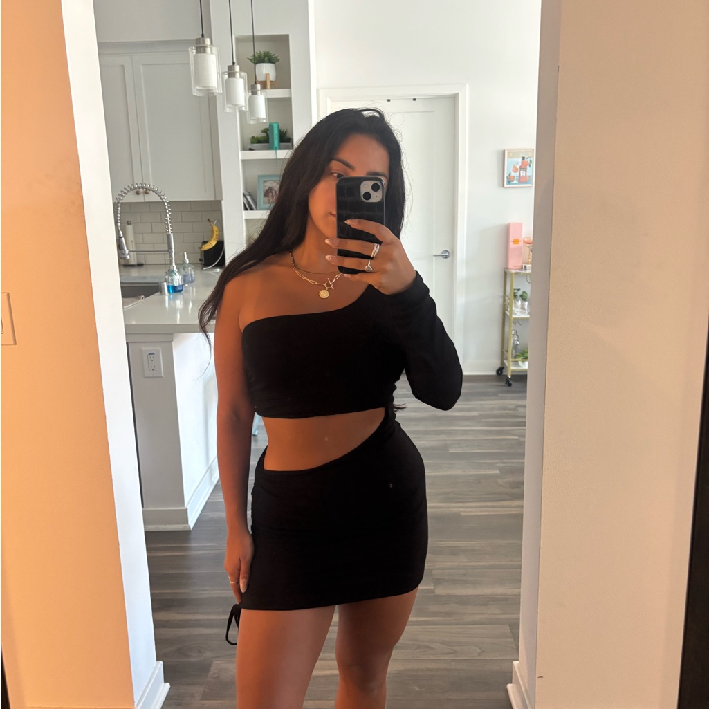 Black One-Shoulder Cutout Dress